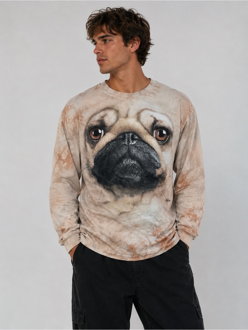Long Sleeve Pug T-Shirt Size XL